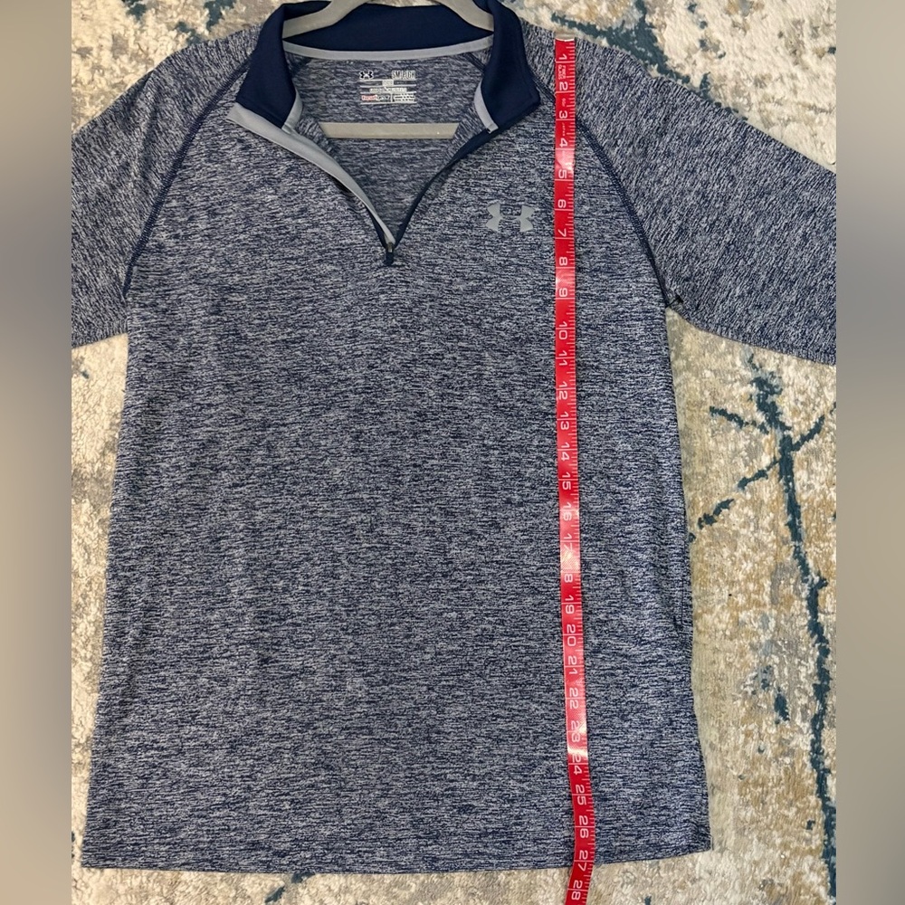 Under Armour Men’s Heathered Navy Quarter-Zip Dri Fit Top. Size Small - Picture 7 of 10